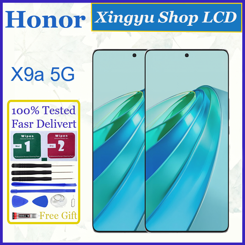 Kit Riparazione Display LCD Touch Screen Per Huawei Honor X9a RMO-NX1 - Con Telaio Argento, Ricambio Originale