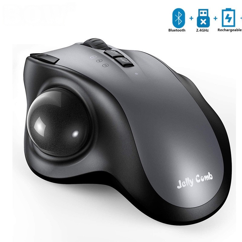 Rechargeable Trackball Mouse BT+2.4G Dual Mode Wireless Mouse for PC ...