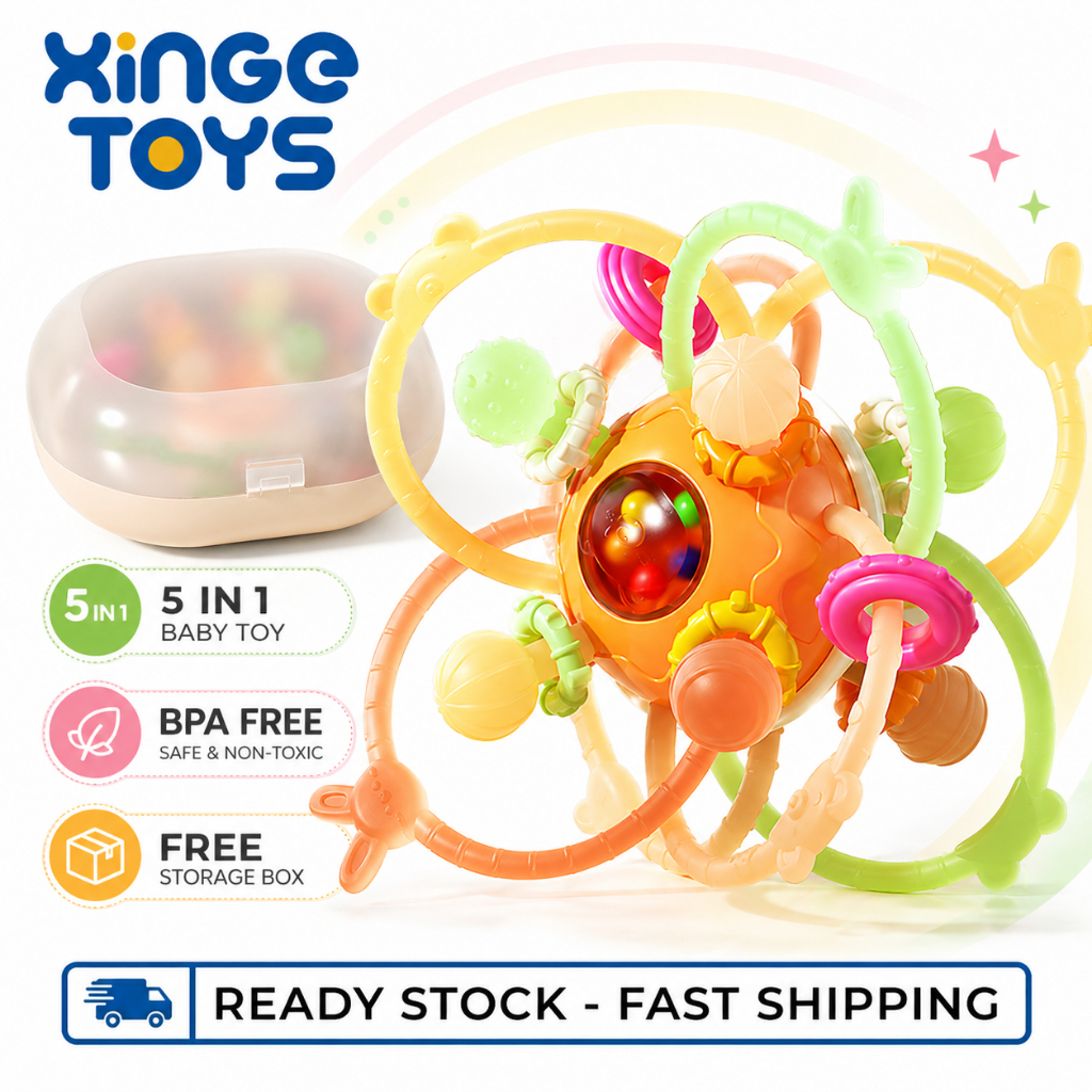 ⭐XinGe⭐Baby Rattle Manhattan Ball Baby Teething Toys Grinding Teether ...