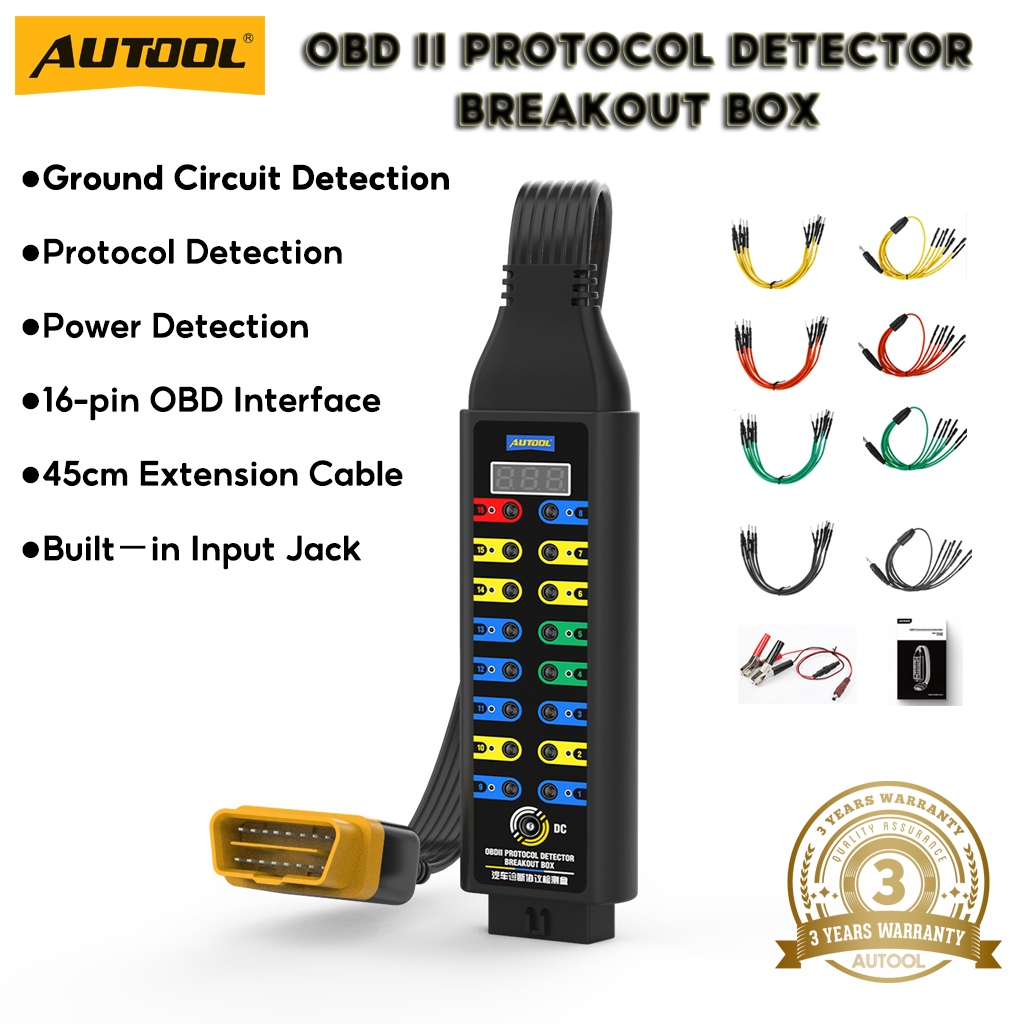 AUTOOL New Auto Break Out Box OBD II protocol detector and junction box ...