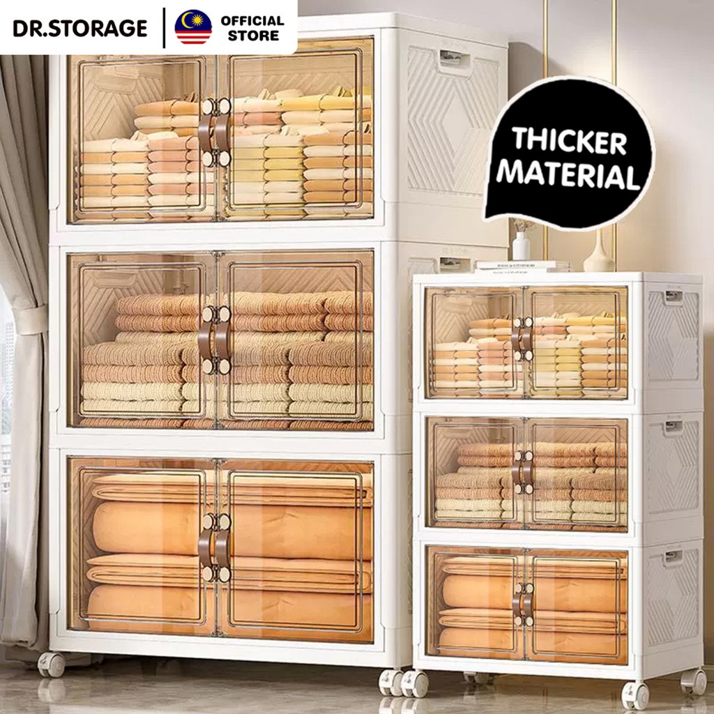 DR.STORAGE 3/5 Layers Foldable Storage Cabinet Multipurpose Double ...