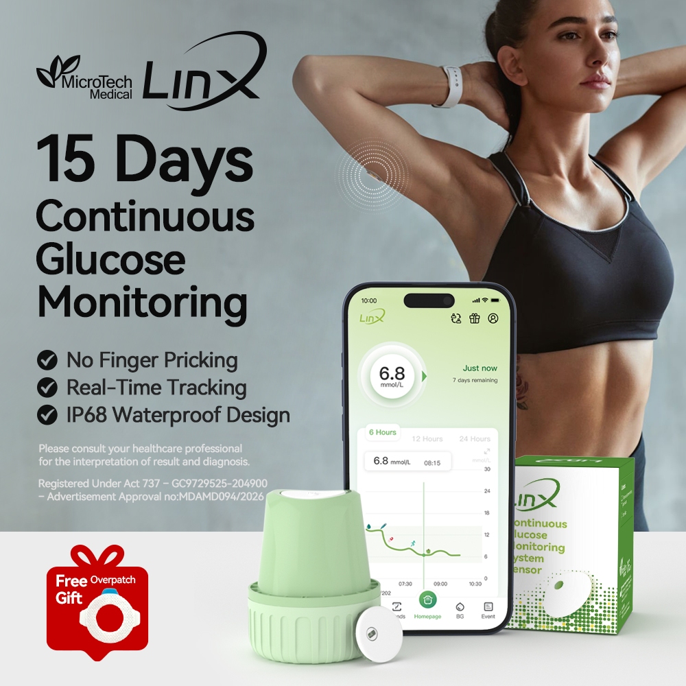 MicroTech LinX CGM Continuous Glucose Monitoring System 15Daysx24H Real ...
