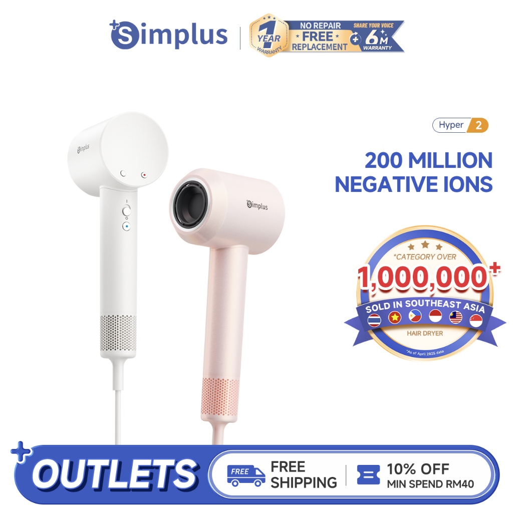 Simplus High Speed Hair Dryer丨64.5M/S丨1600W丨200 Million Negative Ions丨 ...