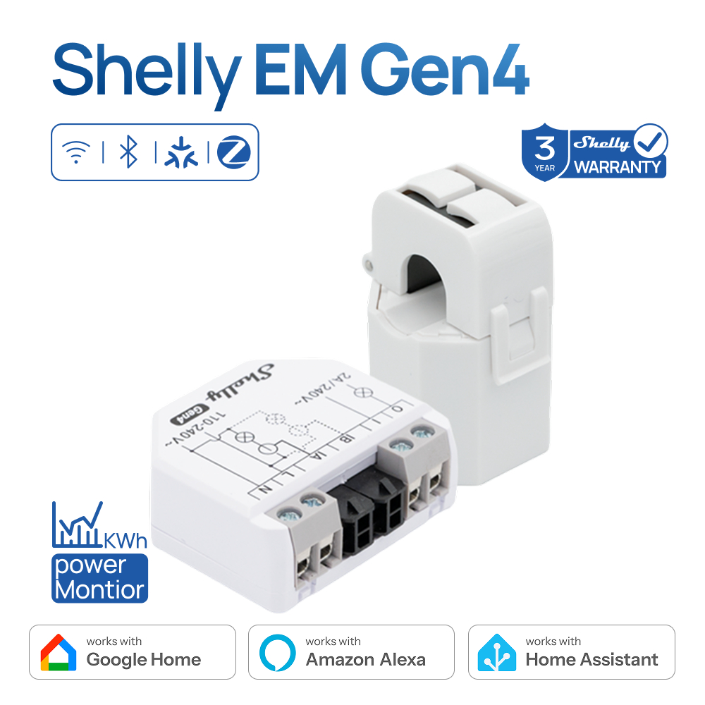 Shelly EM Gen4 Smart Energy Meter WiFi Zigbee Matter with 2 CT Channels ...