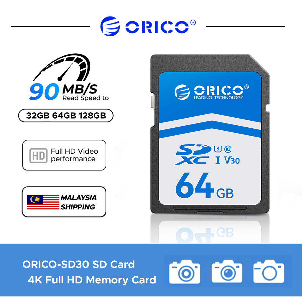 ORICO 32GB 128GB SD Card V30 4K Full HD 90MB/s SDXC Memory Card for ...