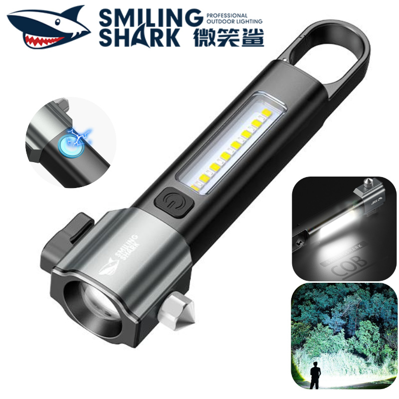 SMILING SHARK Tactical Torch Light LED Magnetic Torch Light COB Side ...