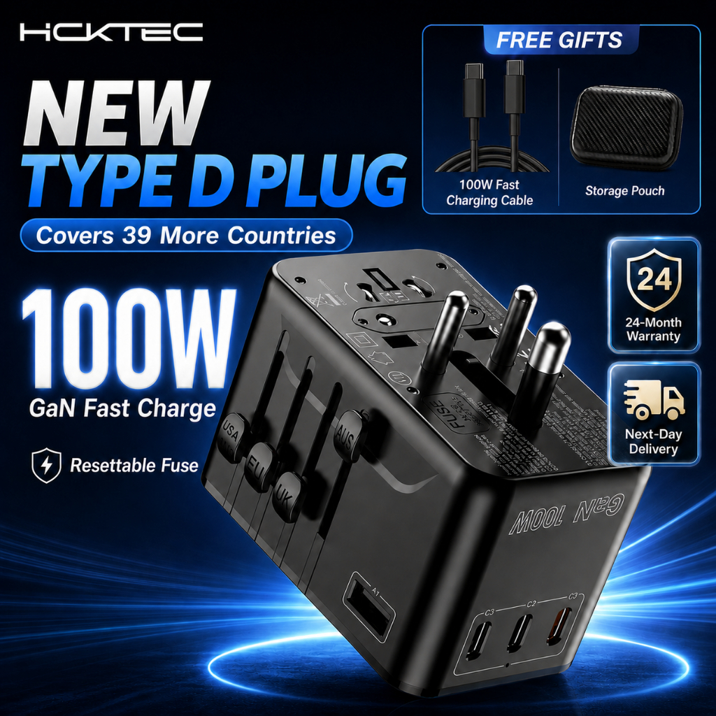 HCK Universal Travel Adapter GaN 100W Fast Charging International ...