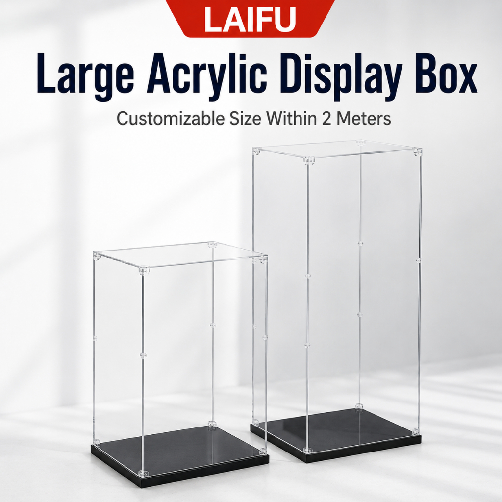 Acrylic Display Box 50cm/60cm/70cm Large Size Transparent Dust Cover ...