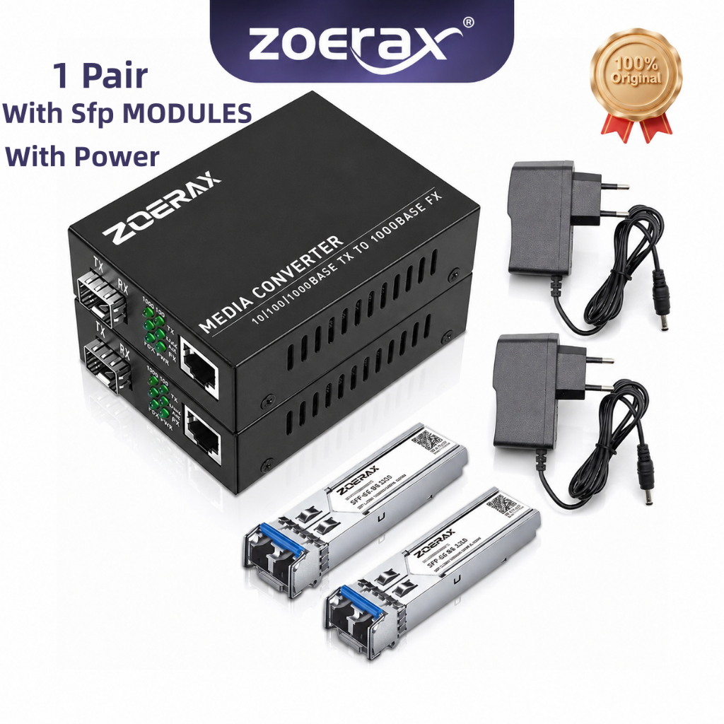 ZoeRax 1 Pair Gigabit Fiber Media Converter RJ45 to LC Multi Mode 850nm ...