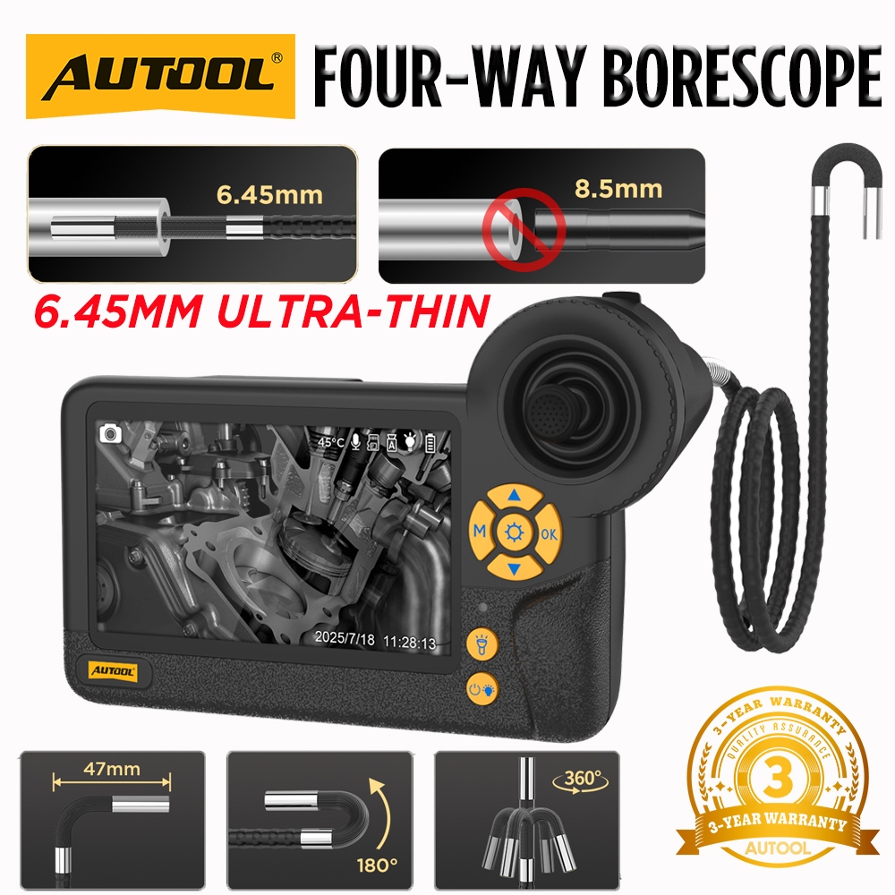 AUTOOL SVB405 Automotive Borescope 360° Articulating Endoscope Camera 6 ...