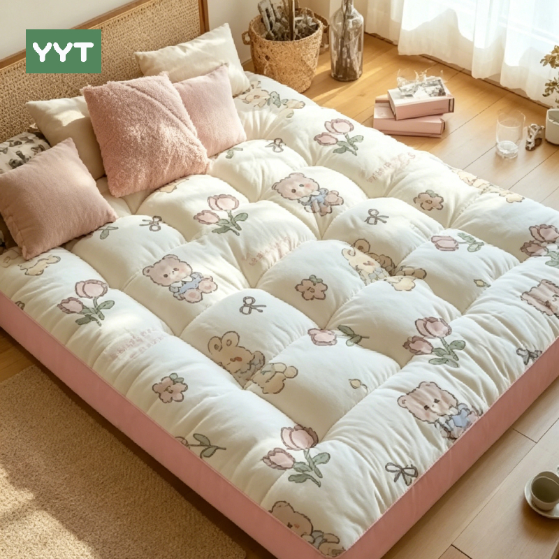 YYT 10CM Soy Fiber Foldable Bed Matress Satin Wrinkle Fabric Mattress ...
