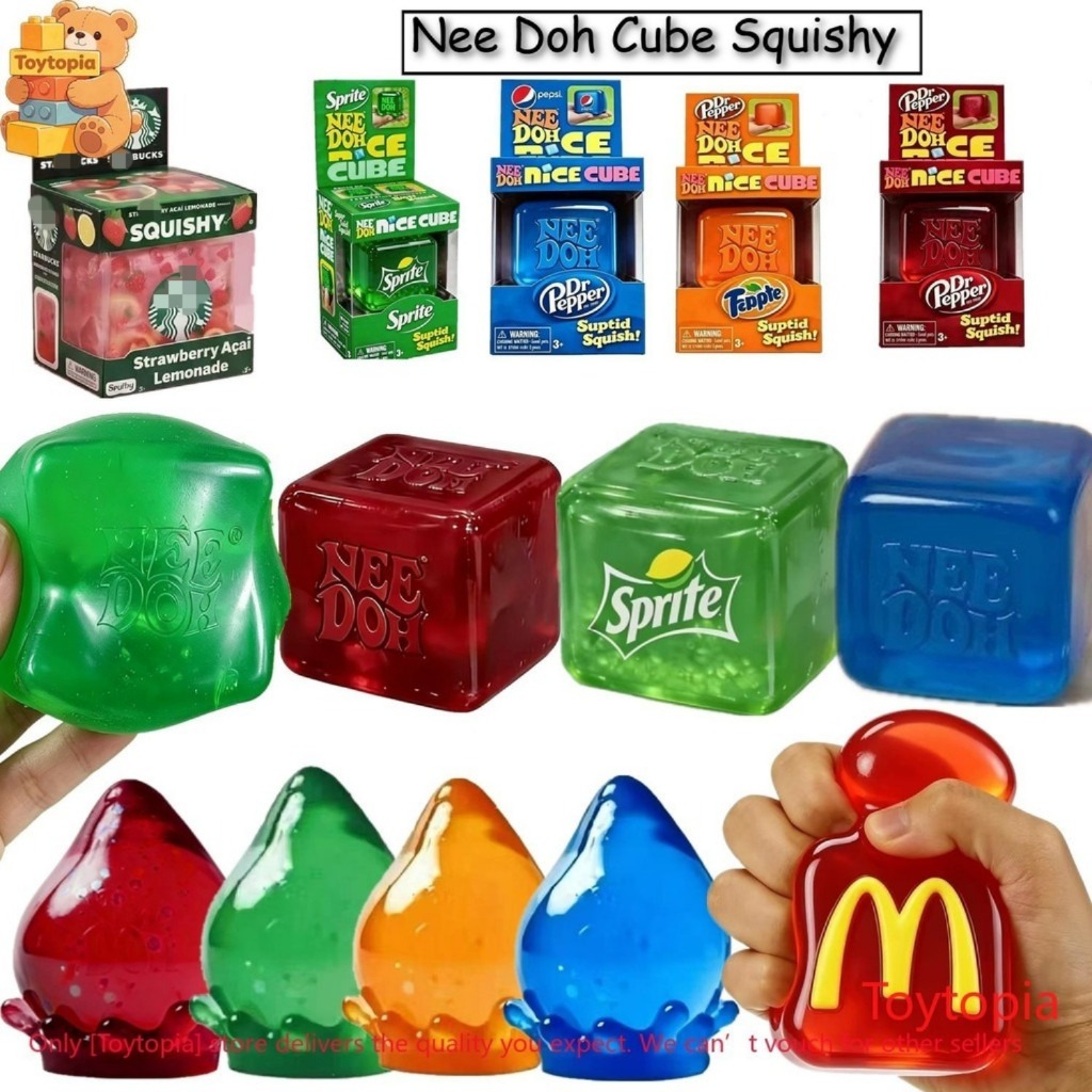 Nee Doh Super Solid Squish Cube Squeeze Ball, Coke Sprite Fanta Pepsi ...