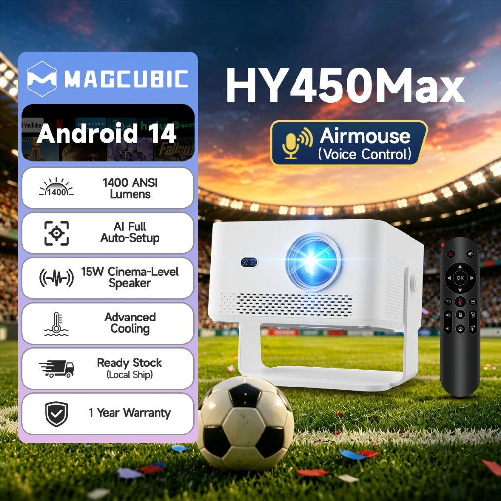 Magcubic HY450Max Projector 1400 ANSI 1080P Native 8K Support Android ...
