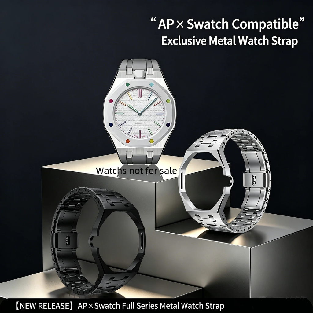 For Royal pop swatch 304L Full Metal Case Strap Mod Parts for Swatch AP ...