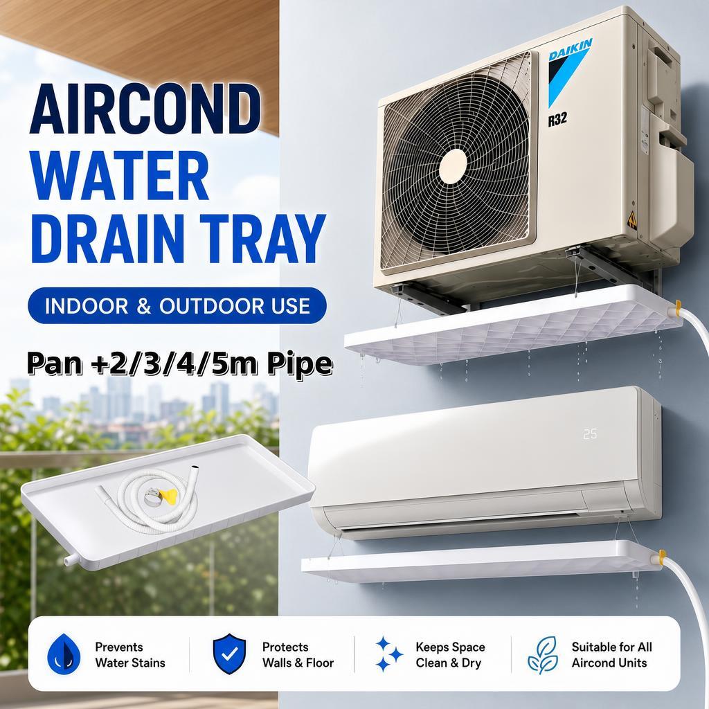 Aircond outdoor water tray Under Air Conditioner Water Tray with Drain ...