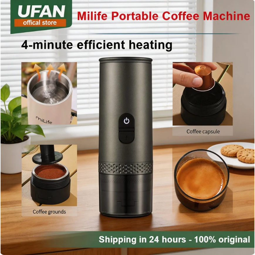 Milife Portable Coffee Machine 20Bar Espresso | Capsule & Powder | USB ...