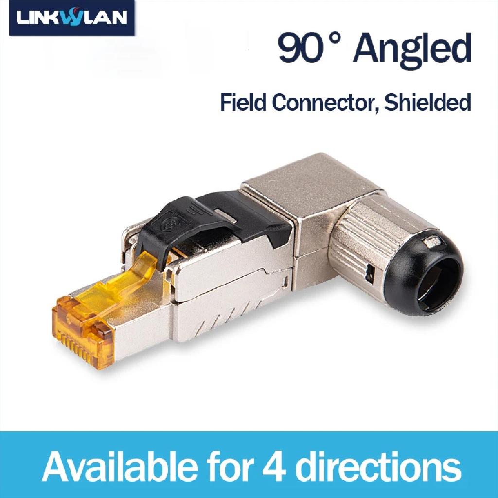 Linkwylan 90° Angled RJ45 Toolless Field Plug Zinc Alloy Full Shielded ...