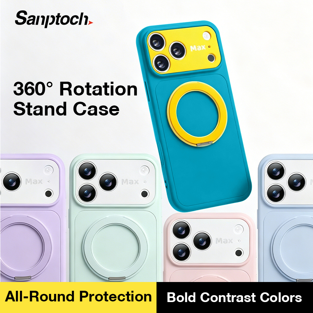 Sanptoch For Magsafe 360° Stand Ring Phone Case For iPhone 18 17 16 15 ...