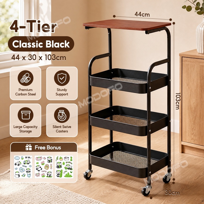 MODOFO 3 Tier Storage Rack Steel Trolley Rack Kitchen rak bertingkat ...