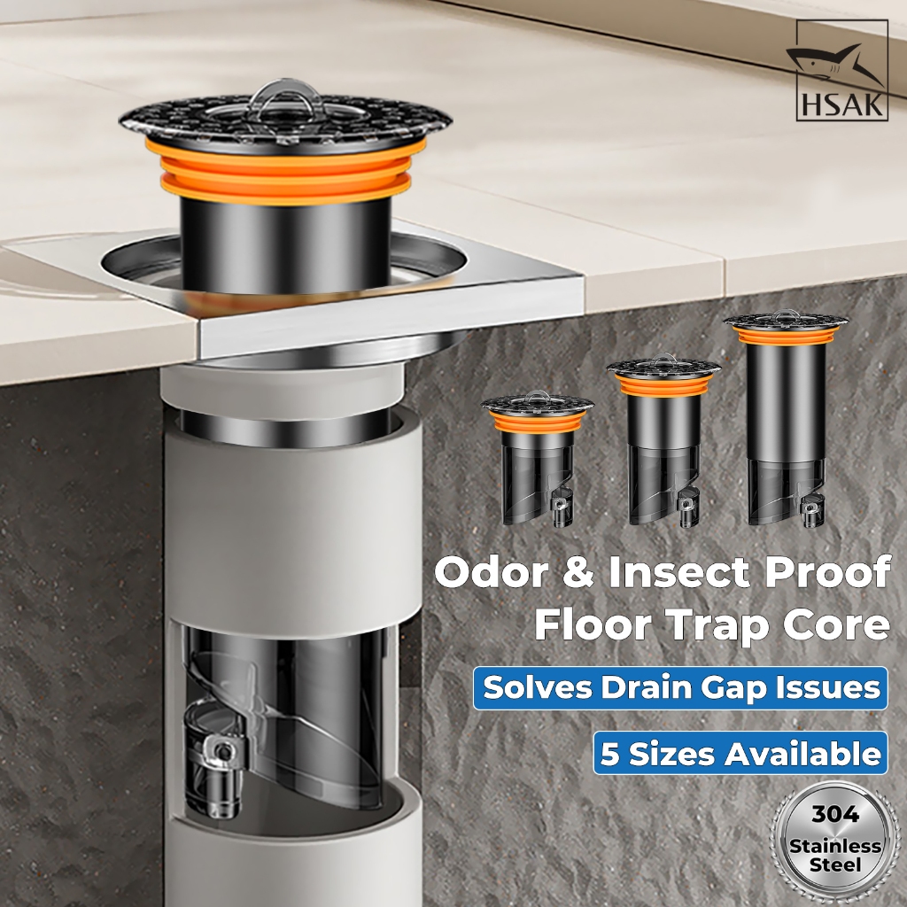 HSAK Stainless Steel Extended Floor Drain Cover Odor-Proof Floor Trap ...