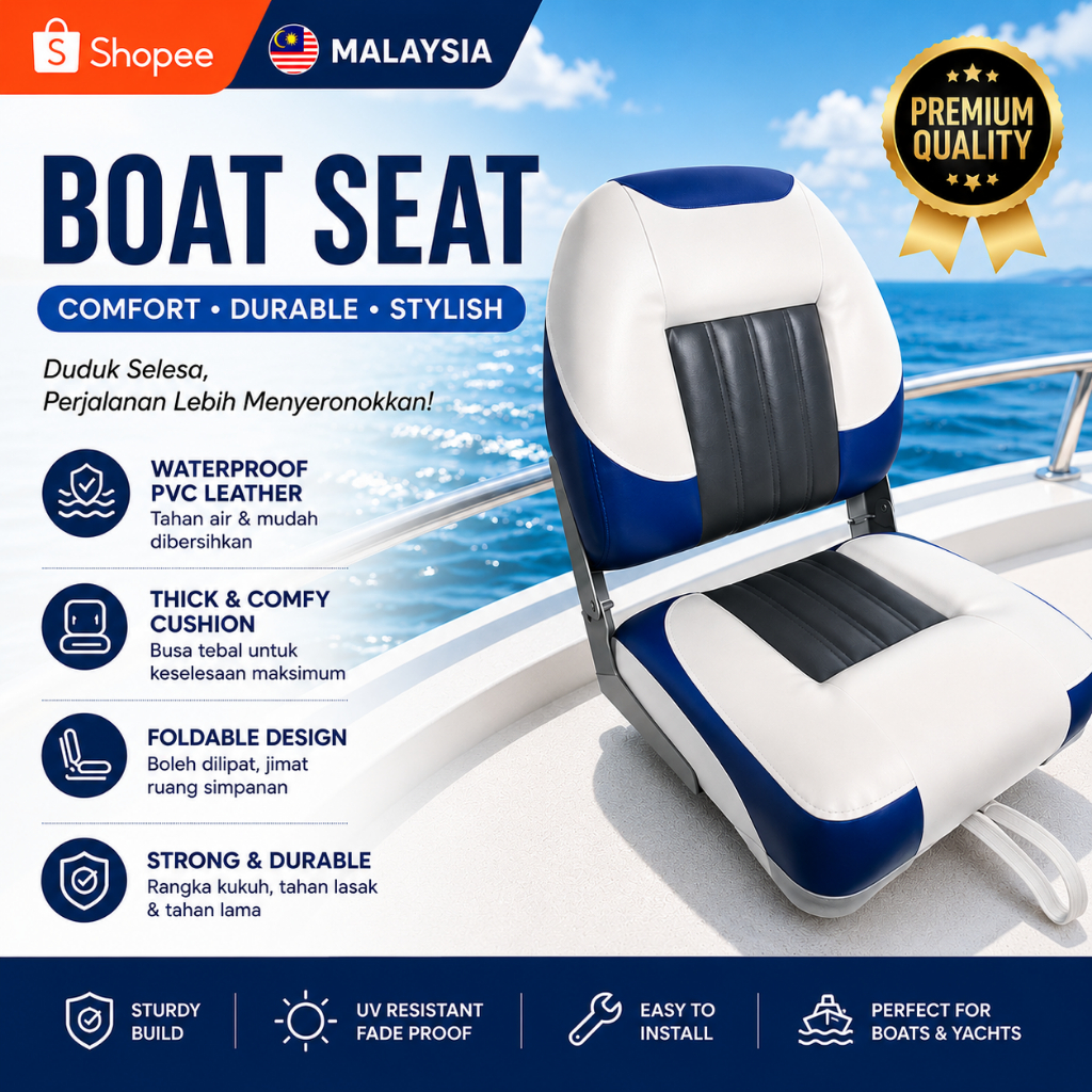 Boat Seat High Back Seat, Folding Chair with Thickened Sponge Padding ...