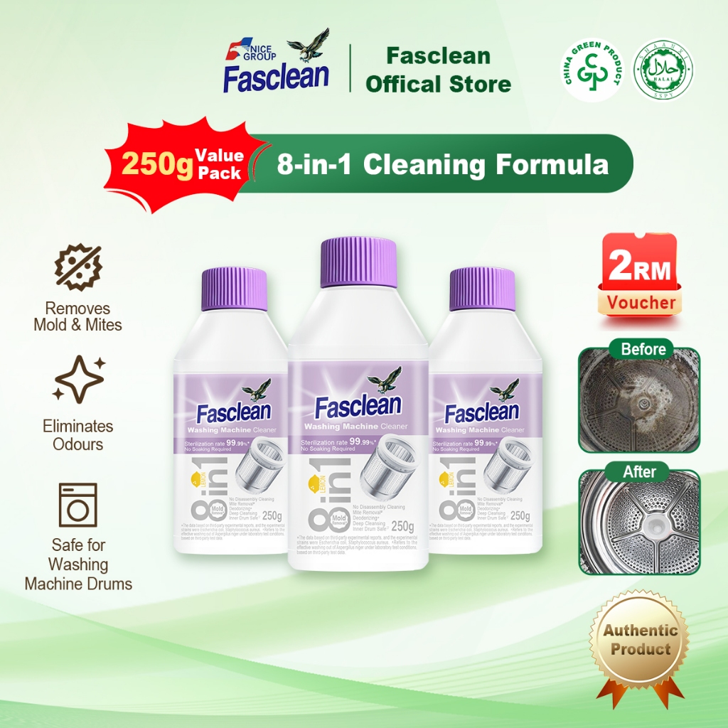 Fasclean 250g Efficient Antibacterial Washing Machine Cleaner - 99.99% ...