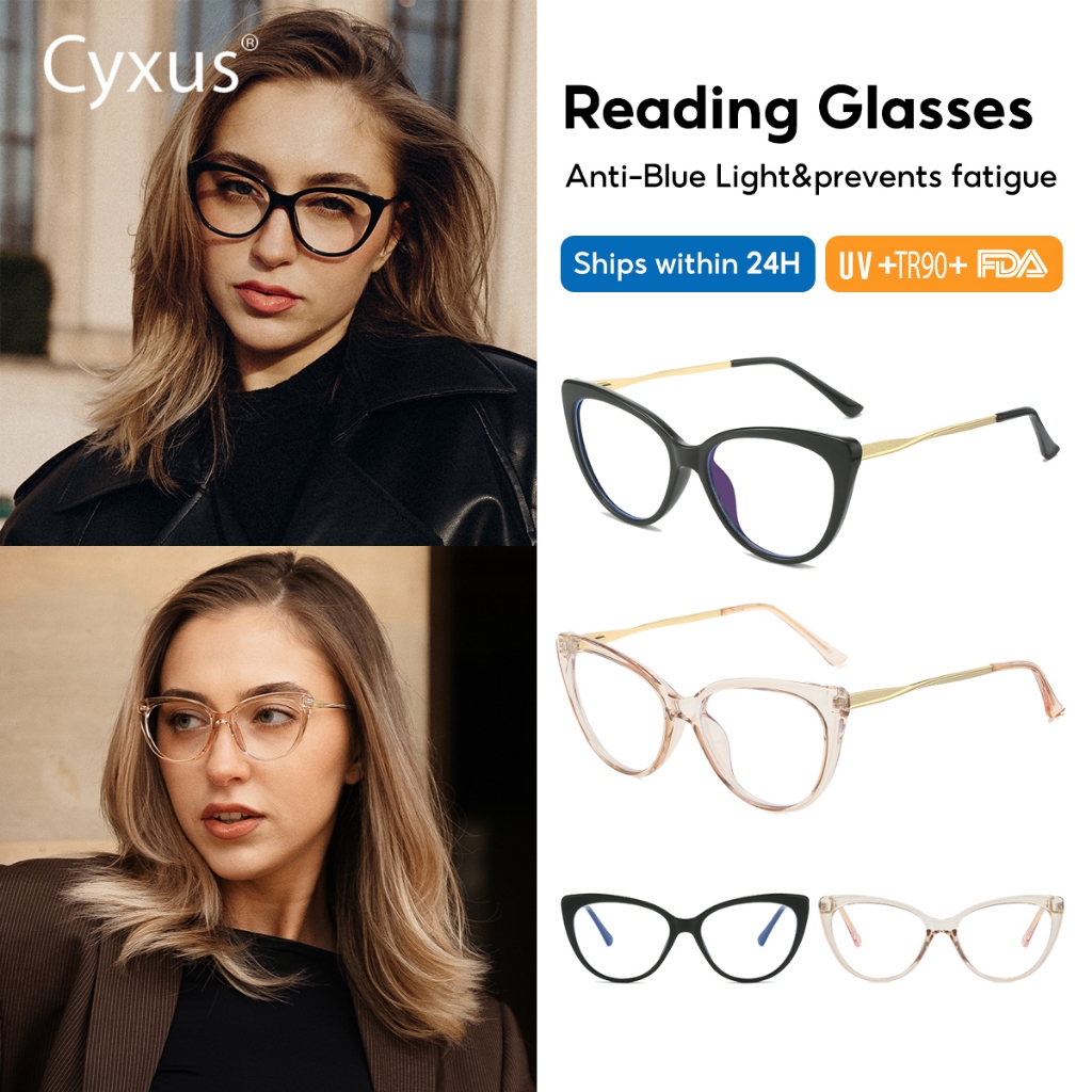 Cyxus Anti Blue Light Glasses For Women Cat Eye Frame Transparent Lens ...