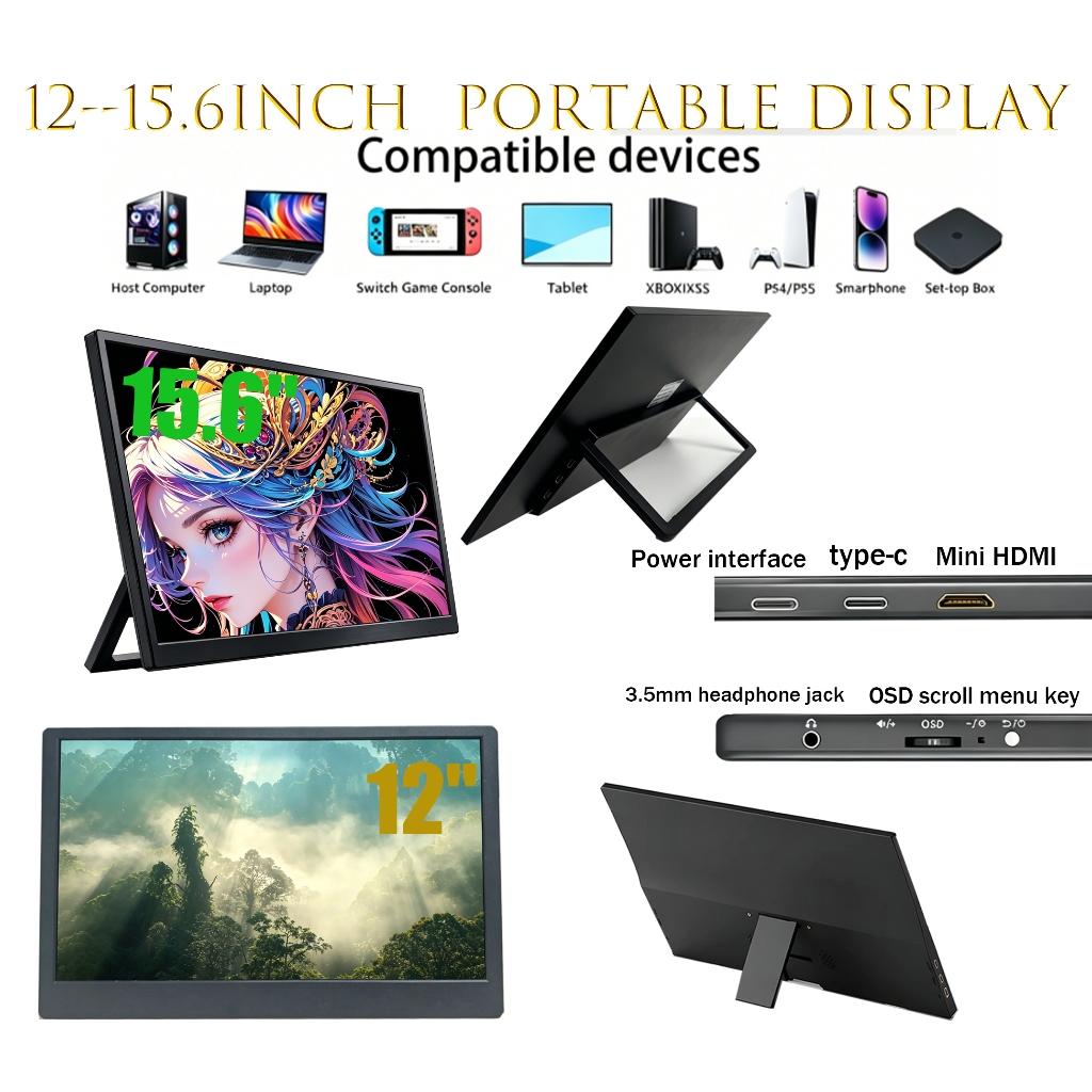 12-14/15.6-inch Visionvue [Local Stock] 1080P Full-Screen Portable Slim ...