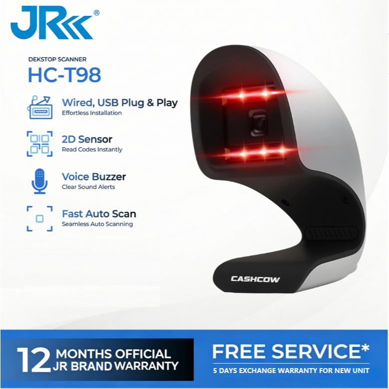 JR 2D/1D Desktop Barcode Scanner Omnidirectional Auto Scan USB Barcode ...