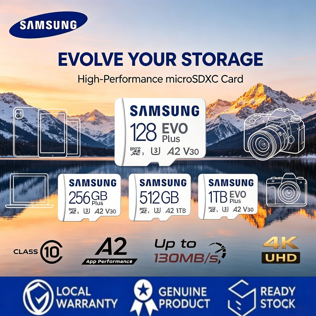 SAMSUNG EVO PLUS MICRO SD MEMORY CARD WITH ADAPTER 64GB/128GB/256GB ...