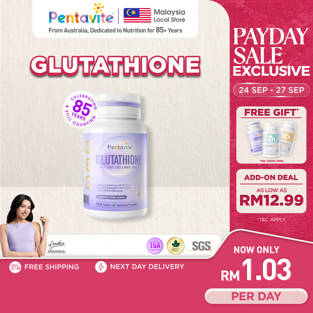 miyu white glutathione Pentavite Plus Grape Seed & Tomato | SGS Tested | 4-in-1 Brightening from Within, Passionfruit Orange Chewable (30-120 Tablets for Adult) Gut Inflammation (60 Capsules)