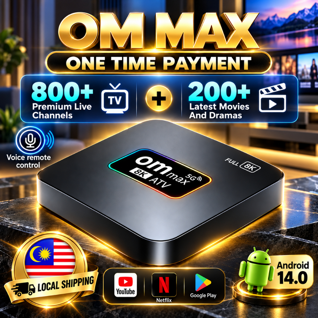 2026 Latest OM MAX Android 14 TV Box Voice Remote Bluetooth Live TV ...