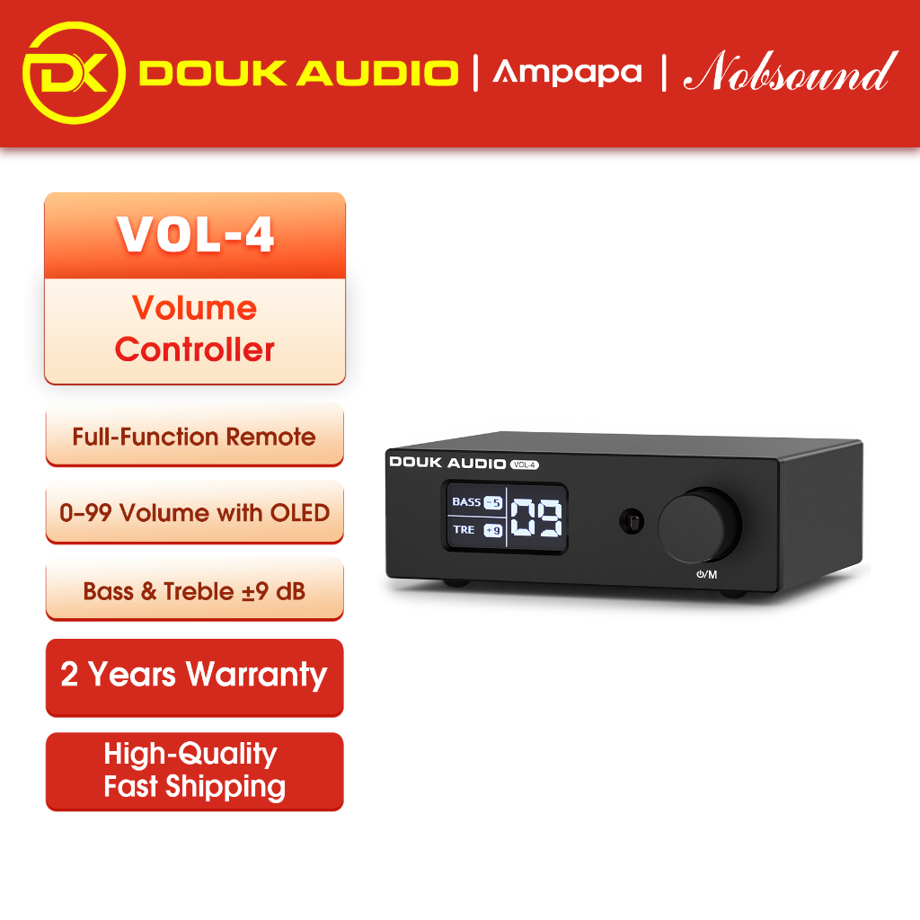 Douk Audio VOL 4 HiFi Preamplifier Stereo Volume Controller with Remote ...