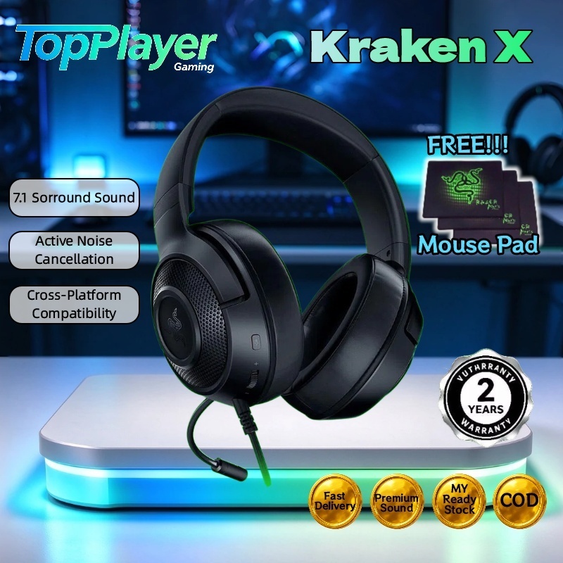 Kraken X Gaming Headset 7.1 Surround Sound Wired Ultralight Headphone ...