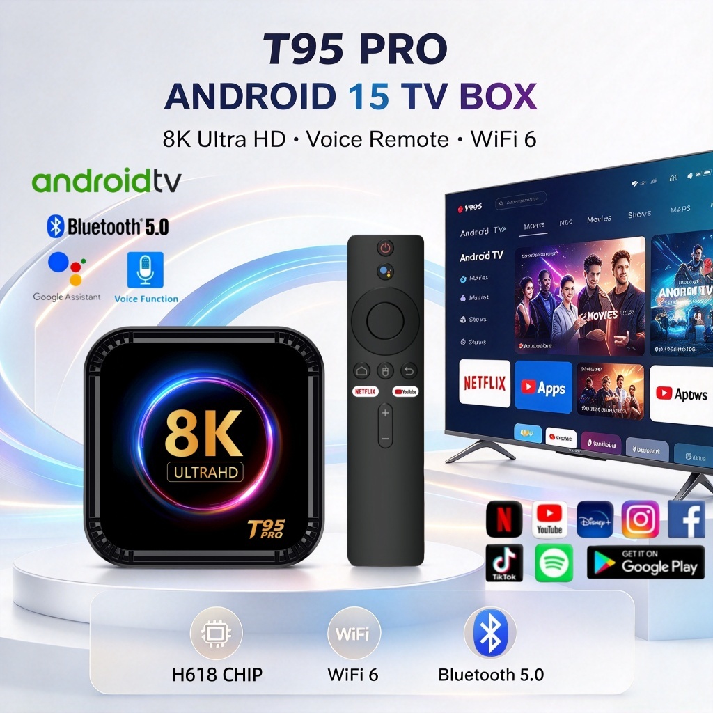 Smart TV T95PRO 4K UHD Latest version 15.0 +Voice remote control ...