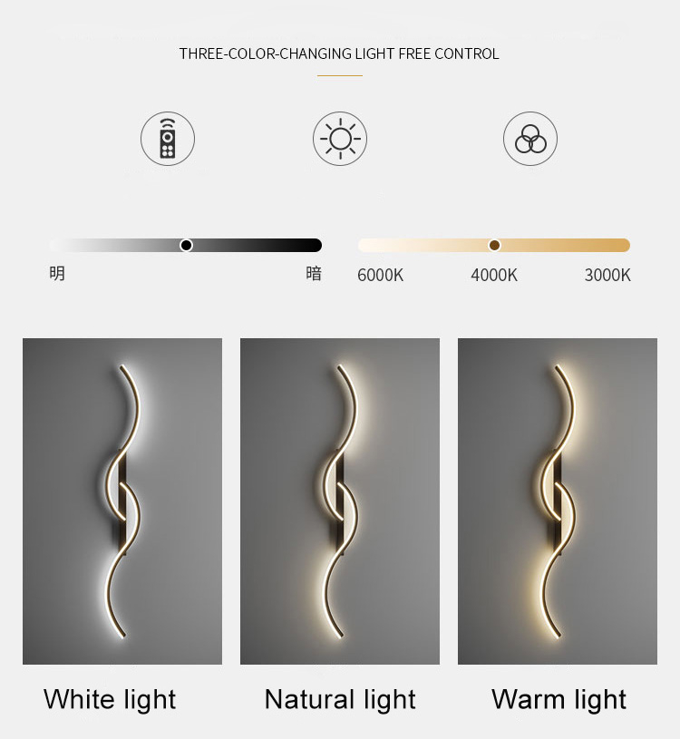 Stylish Wall Lamp Black Gold Living Room Bedside Aisle Foyer Corridor