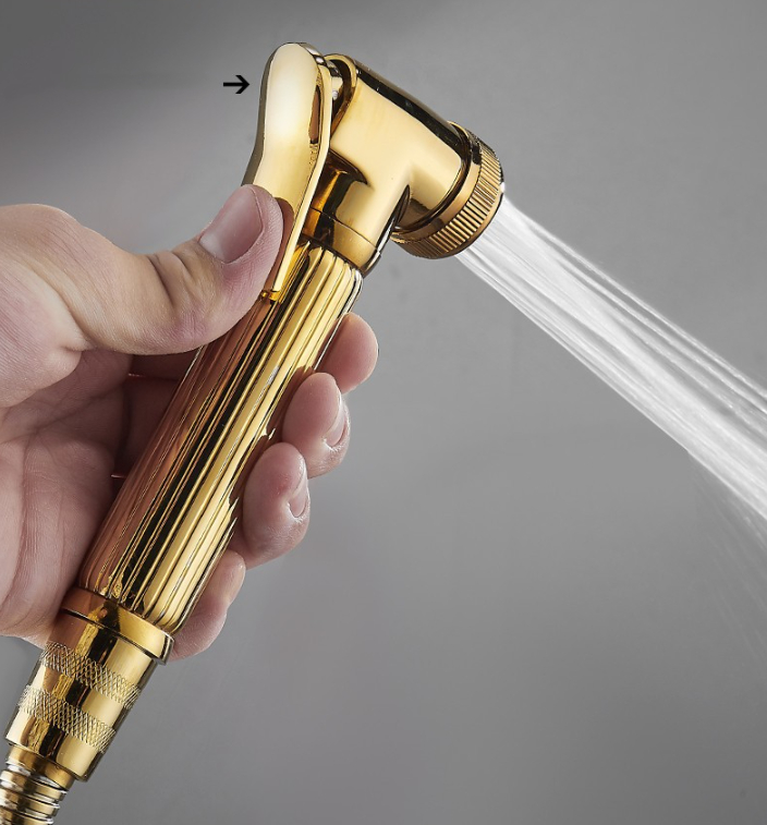 Firte Bathroom shower sprayer luxury gold solid brass handheld toilet bidet sprayer set bathroom ...