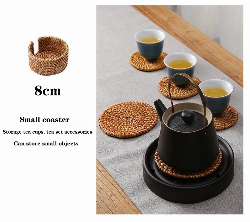 Rattan coaster tea set coffee table dining table mat tea ceremony ...