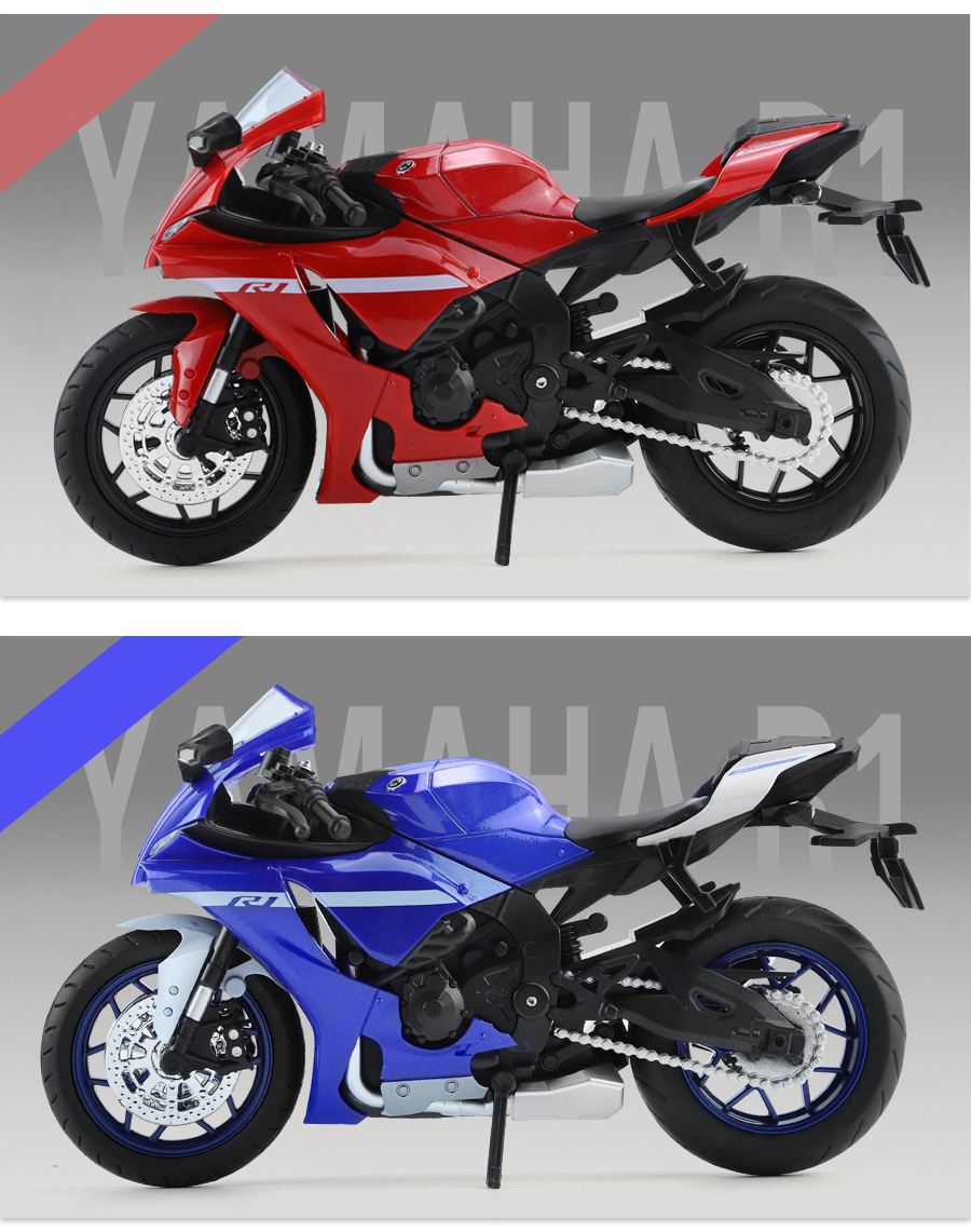 1:12 Scale Yamaha R1 Alloy Diecast Motorcycle Model With Light Sound ...