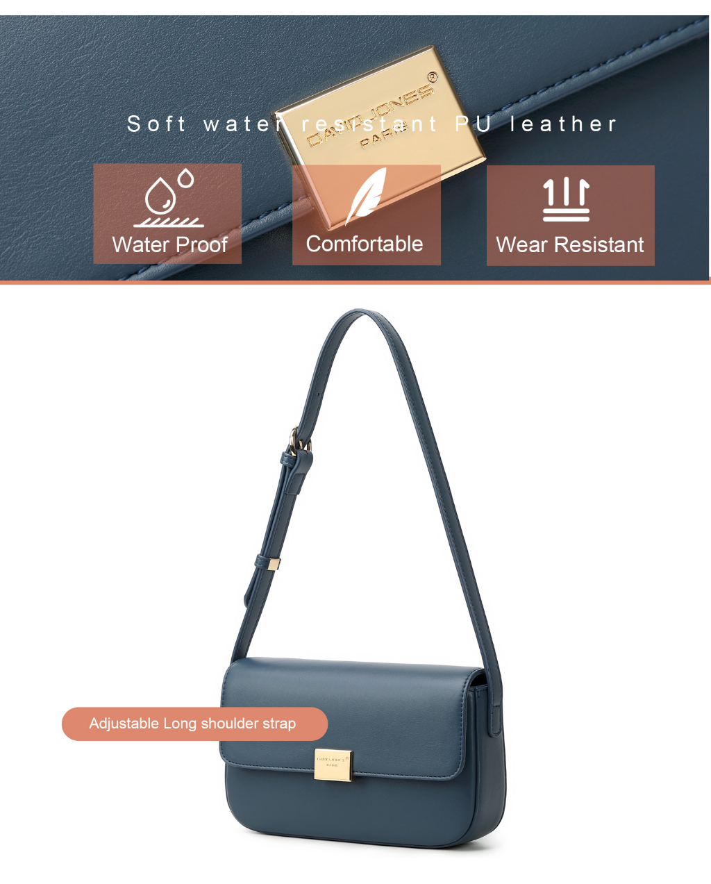 David Jones PU Leather Shoulder Bag main image 1