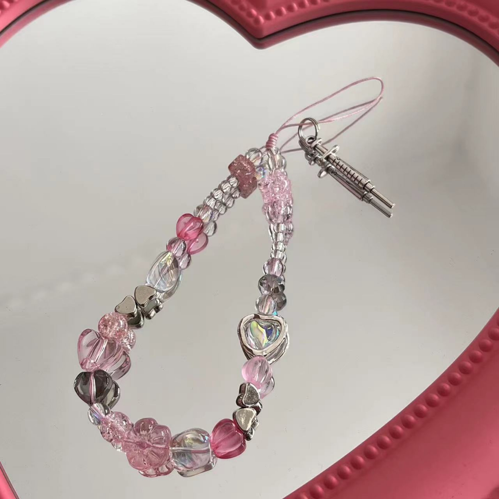 Sweet Asian Style Y2K Original Mobile Phone Chain Pink ccd Lanyard ...