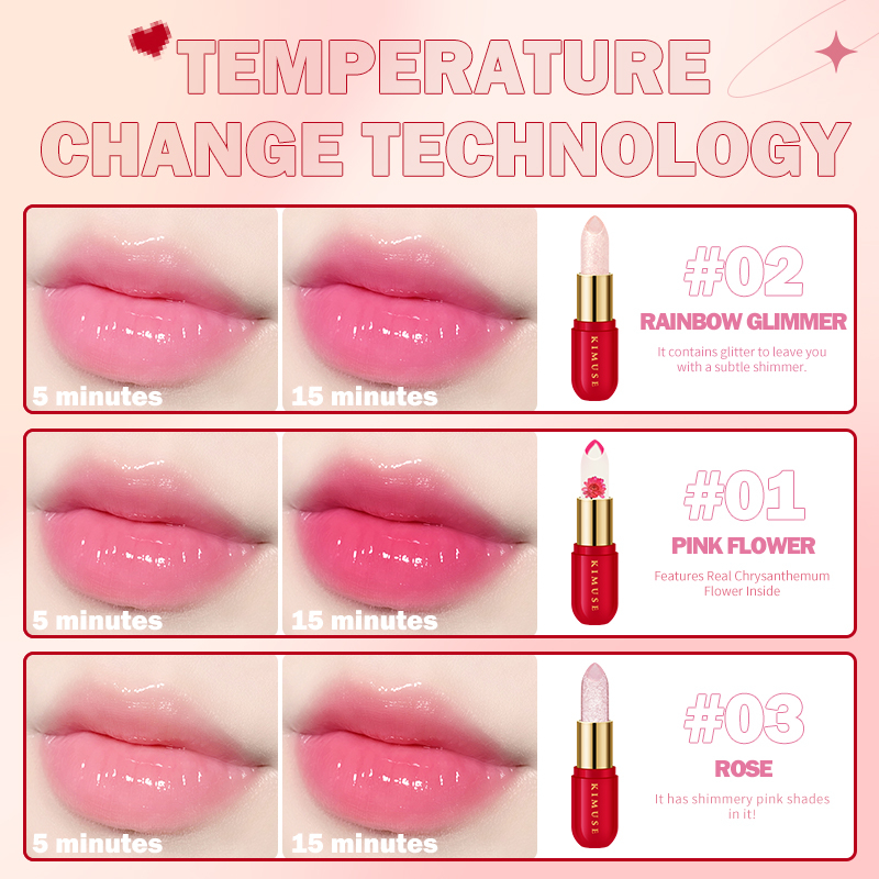 KIMUSE Color Changing Lip Balm Long-Lasting Waterproof Moisturizing Lip ...