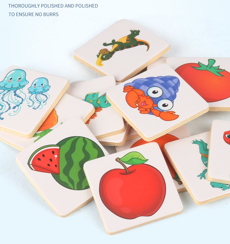 New Kids Wooden Toy Learning Animal Fruit Find Shadow Matching Jigsaw ...