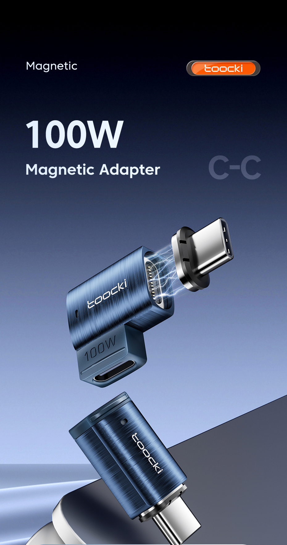 Toocki 100W USB C To Type C Magnetic Adapter 2 in 1 PD Fast Charging ...
