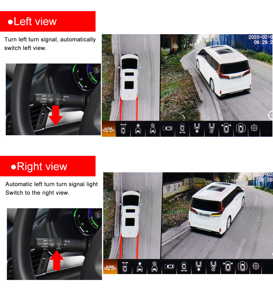 Car Camera 360 Panoramic System AHD 720P 1080P For Android Car Radio Stereo Player With HD Night Vision IP68 Waterproof
