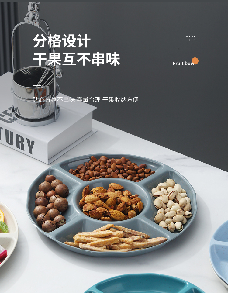 【Ready Stock】分格果盘 5 Grids Plates Fruit Palte 23/26/30cm Wheat Straw ...