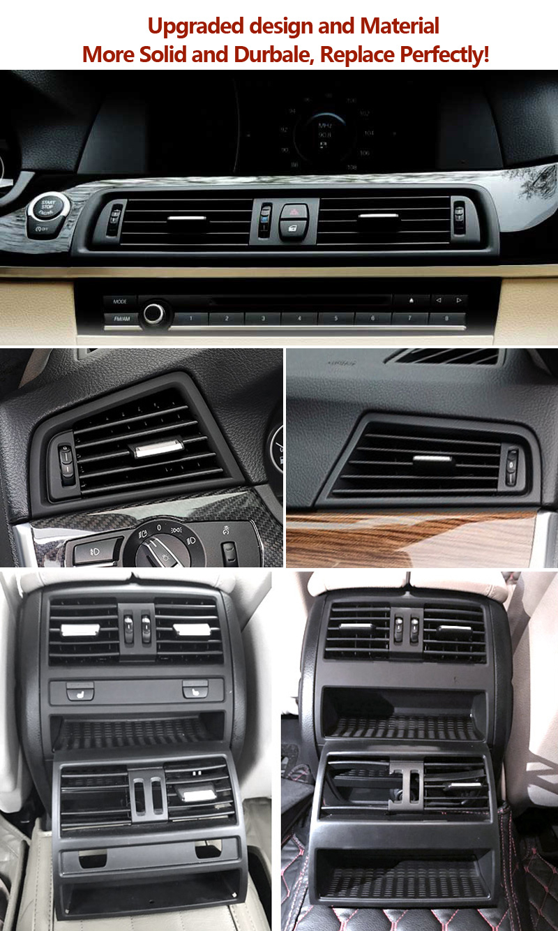 LHD RHD Front Left Right Rear AC Conditioner Chromed Air Vent Grille Cover Compatible With BMW 5 Series F10 F11 F18 520i 523i 525i 528i 535i(Rear-Model C - View #9