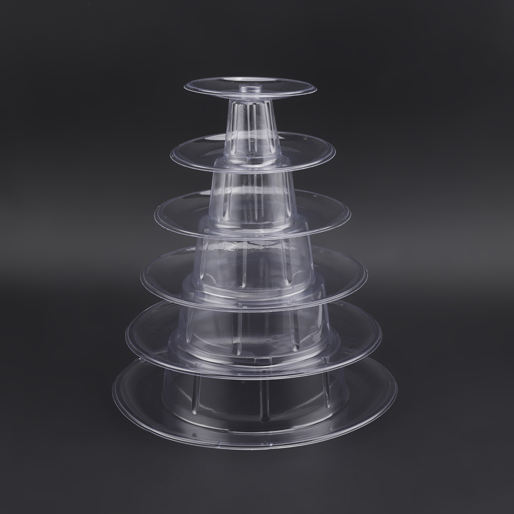 6 Tier Round Macaron Tower Cake Stand, PVC Tray, Display Shelf For ...