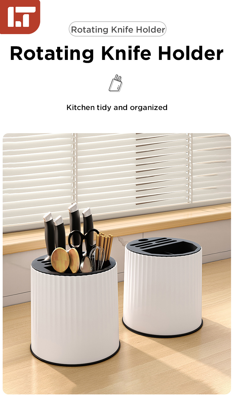 Cutlery Holder 360° Rotating Multifuntion Plastic Knife Rack Chopstick ...
