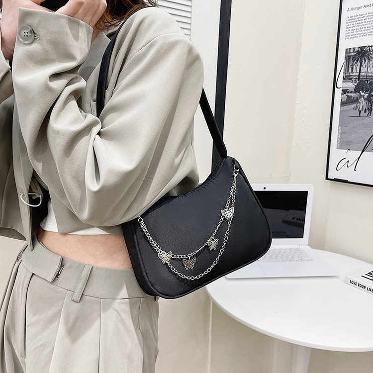 2023 New Bags Fashion Women Pure Color Butterfly Chain Underarm